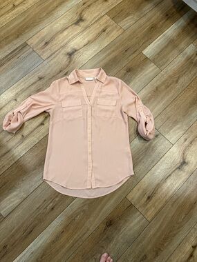 New York & Company Soft Blush Button-Down Utility Shirt